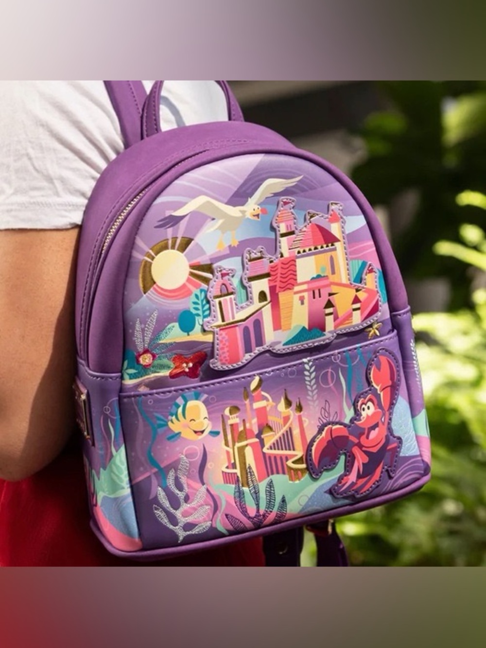 Loungefly Backpack Purple The Little Mermaid Ariel Castle Disney